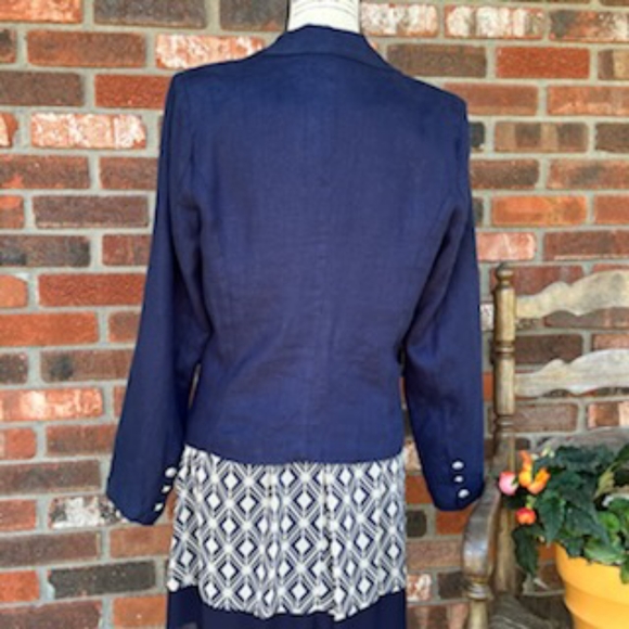 ST TROPEZ WEST NAVY LINEN BLAZER SIZE MEDIUM NWOT - Picture 5 of 13